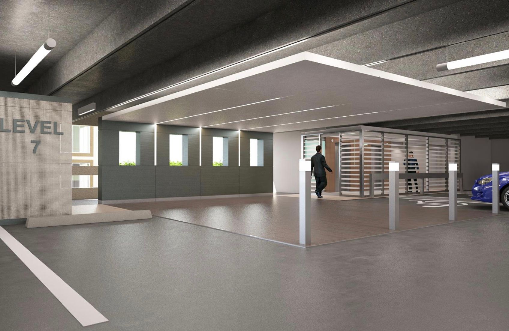 An artist 's impression of a level 7 parking garage