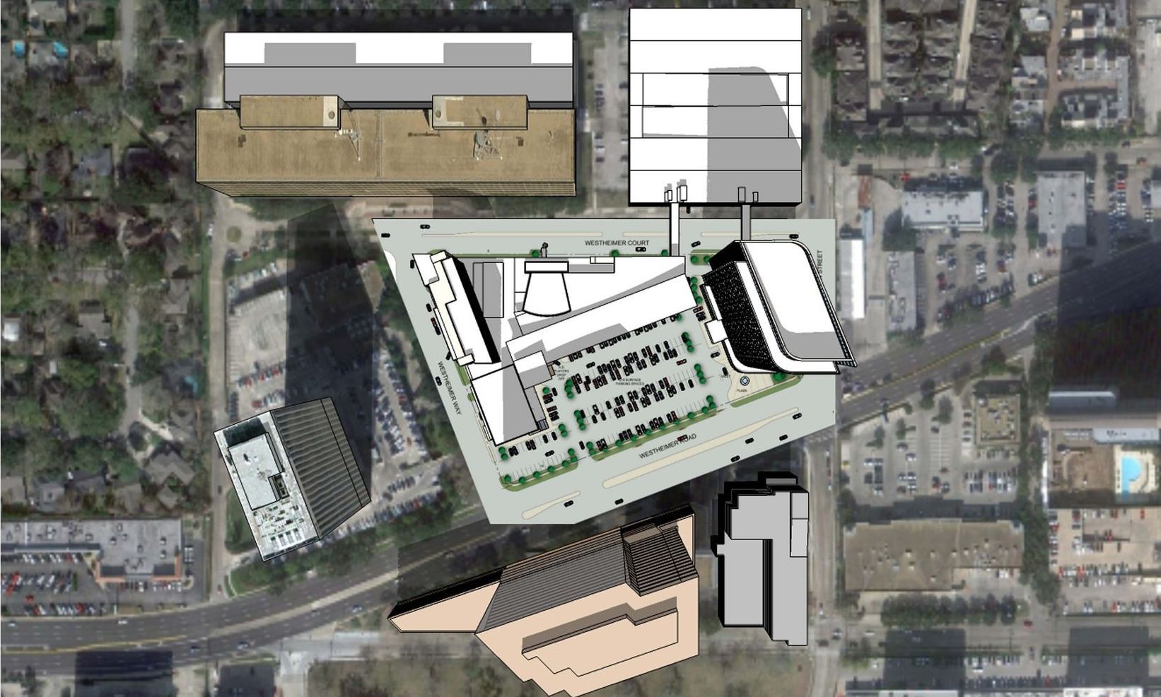 An aerial view of a city with a lot of buildings