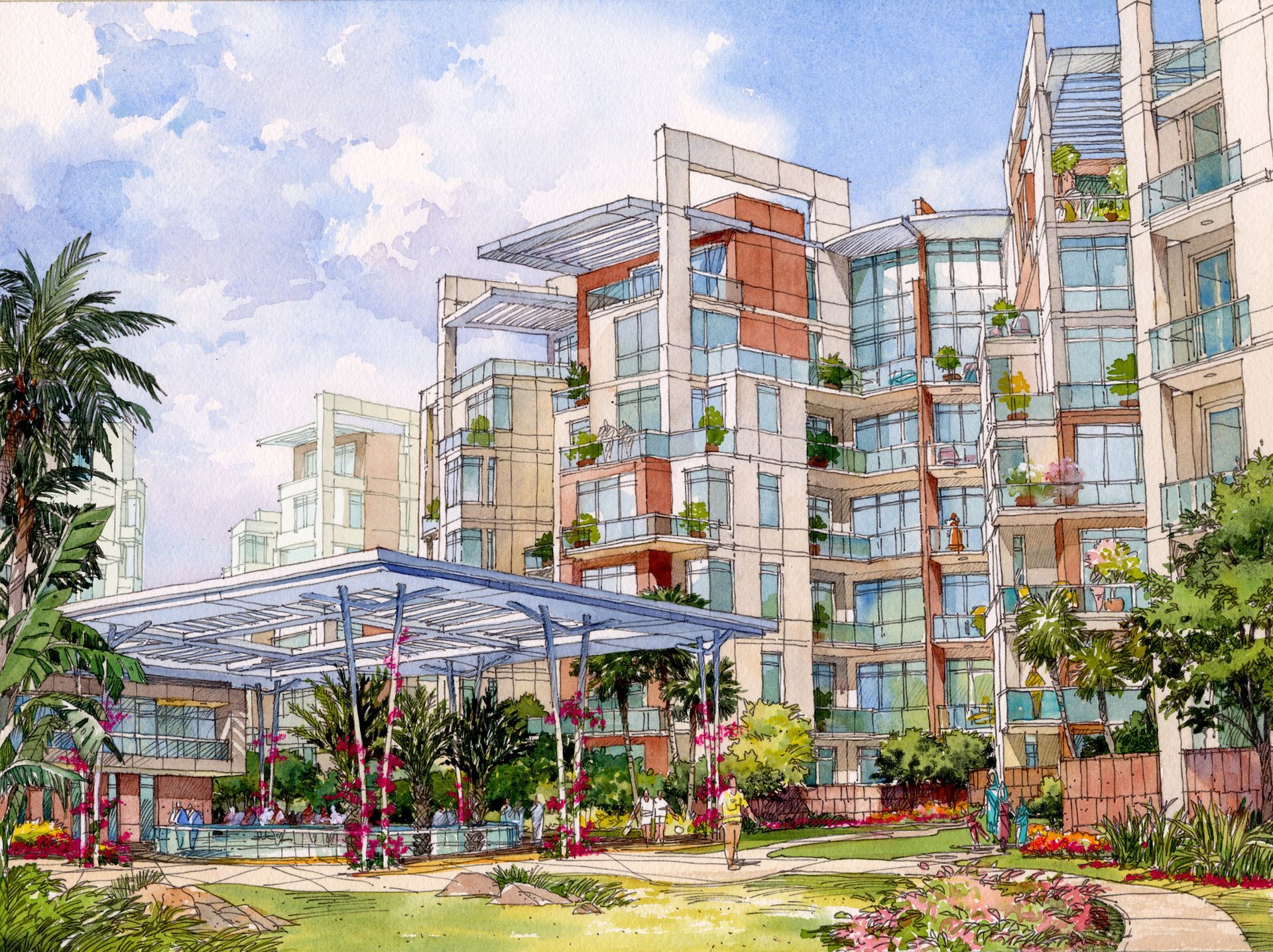 An artist 's impression of a large apartment building