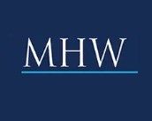 The mhw logo is on a blue background.