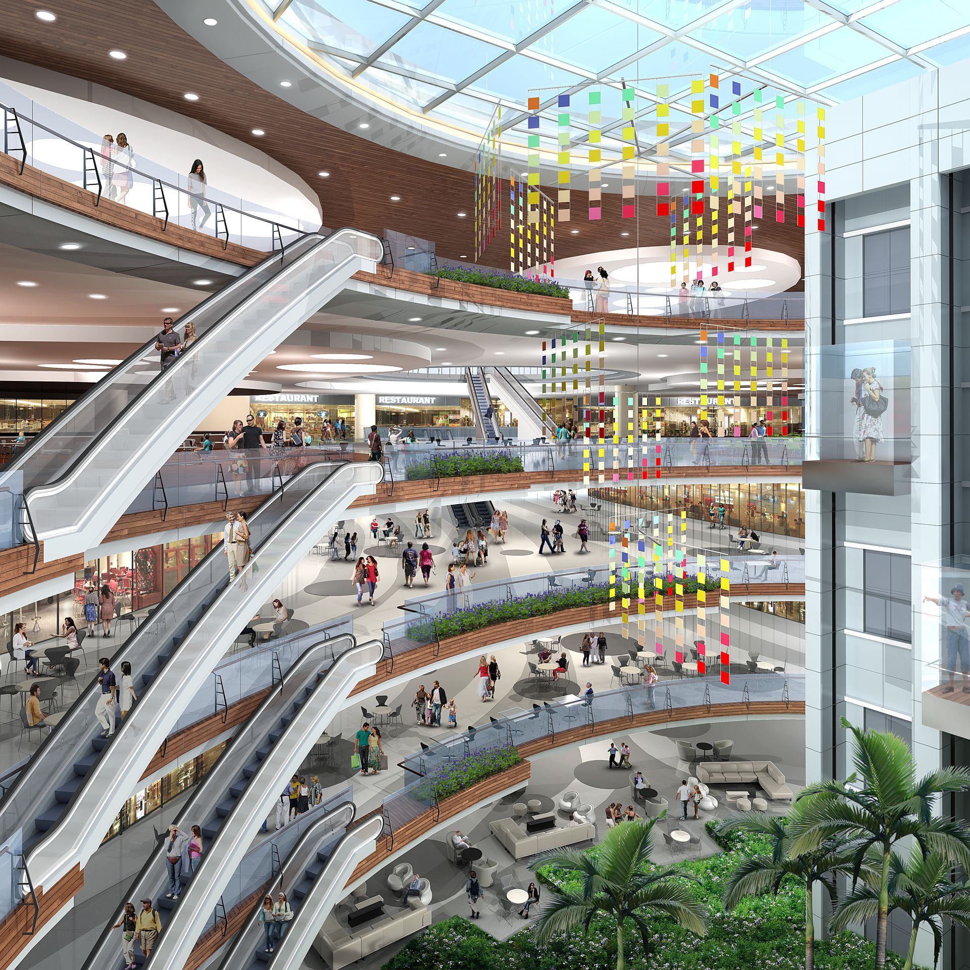 An artist 's impression of the inside of a shopping mall