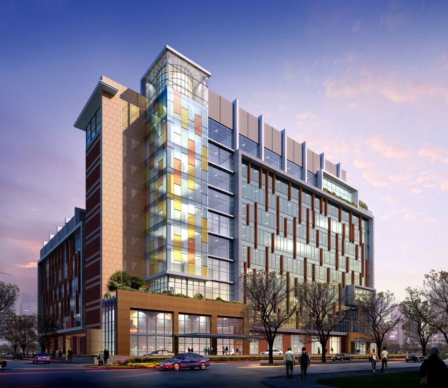 An artist 's impression of a large building with a lot of windows