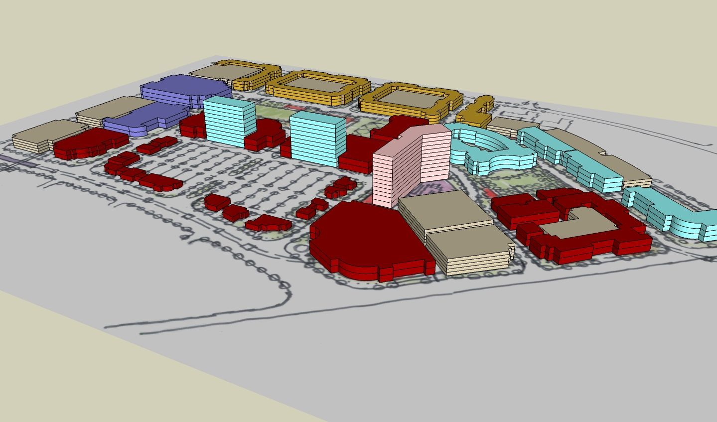 An aerial view of a city with lots of buildings