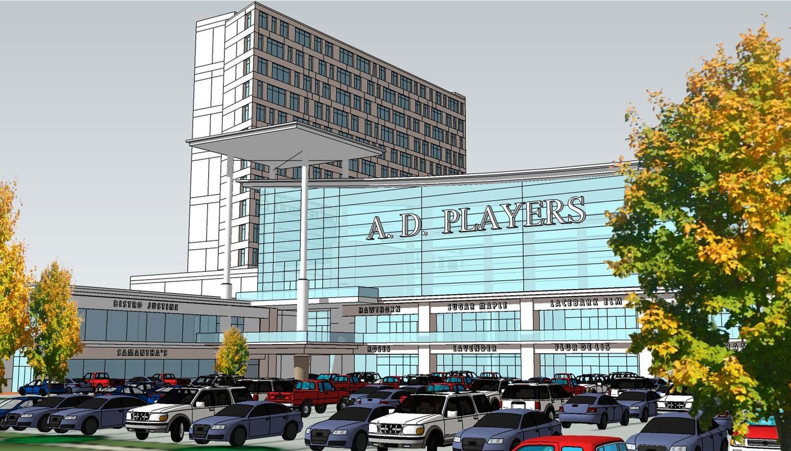 An artist 's impression of a large building that says e.t. hayne