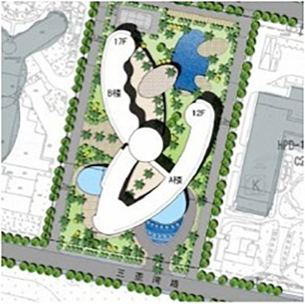 A drawing of a building with the number 12f on it