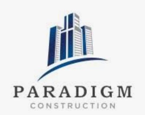 A logo for a construction company called paradigm construction.