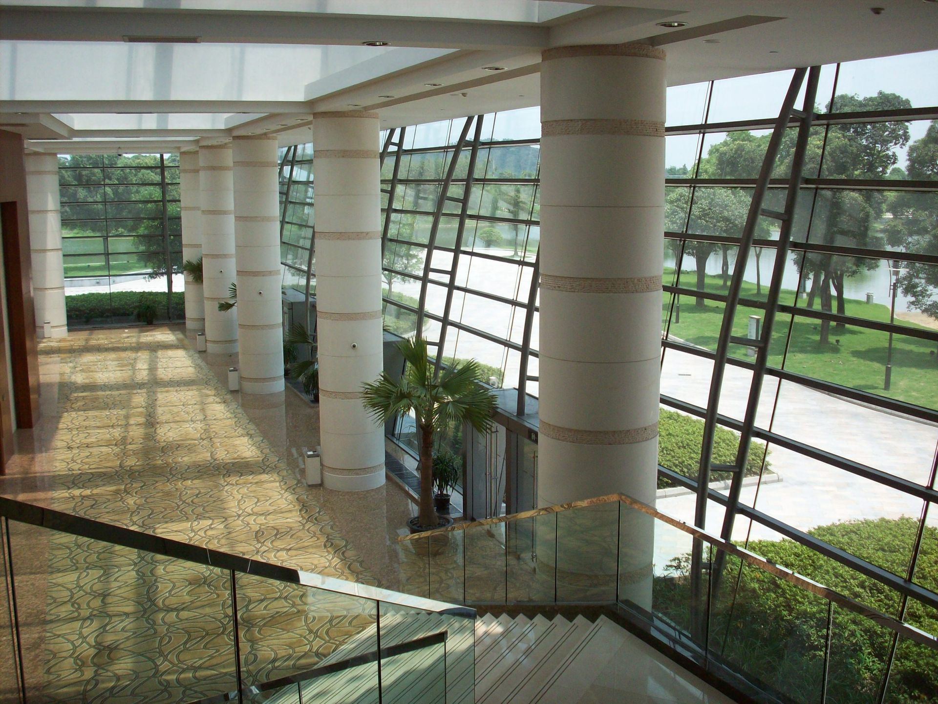 A building with a lot of windows and stairs