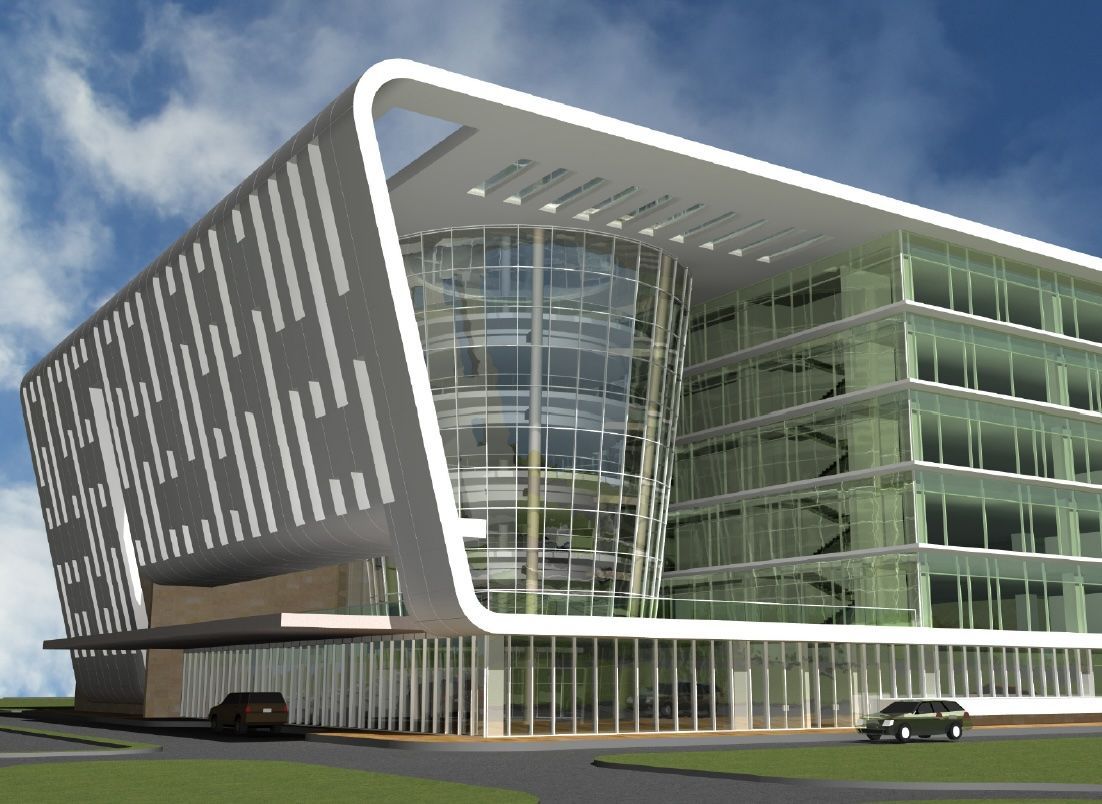 An artist 's impression of a large building with the word peace on it