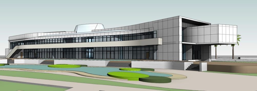 An artist 's impression of a large building with a lot of windows