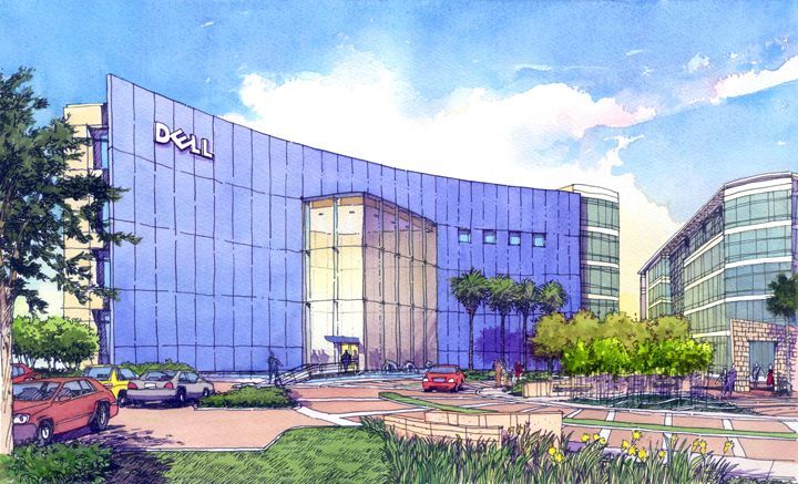 An artist 's impression of a large blue building with the word ocean on it