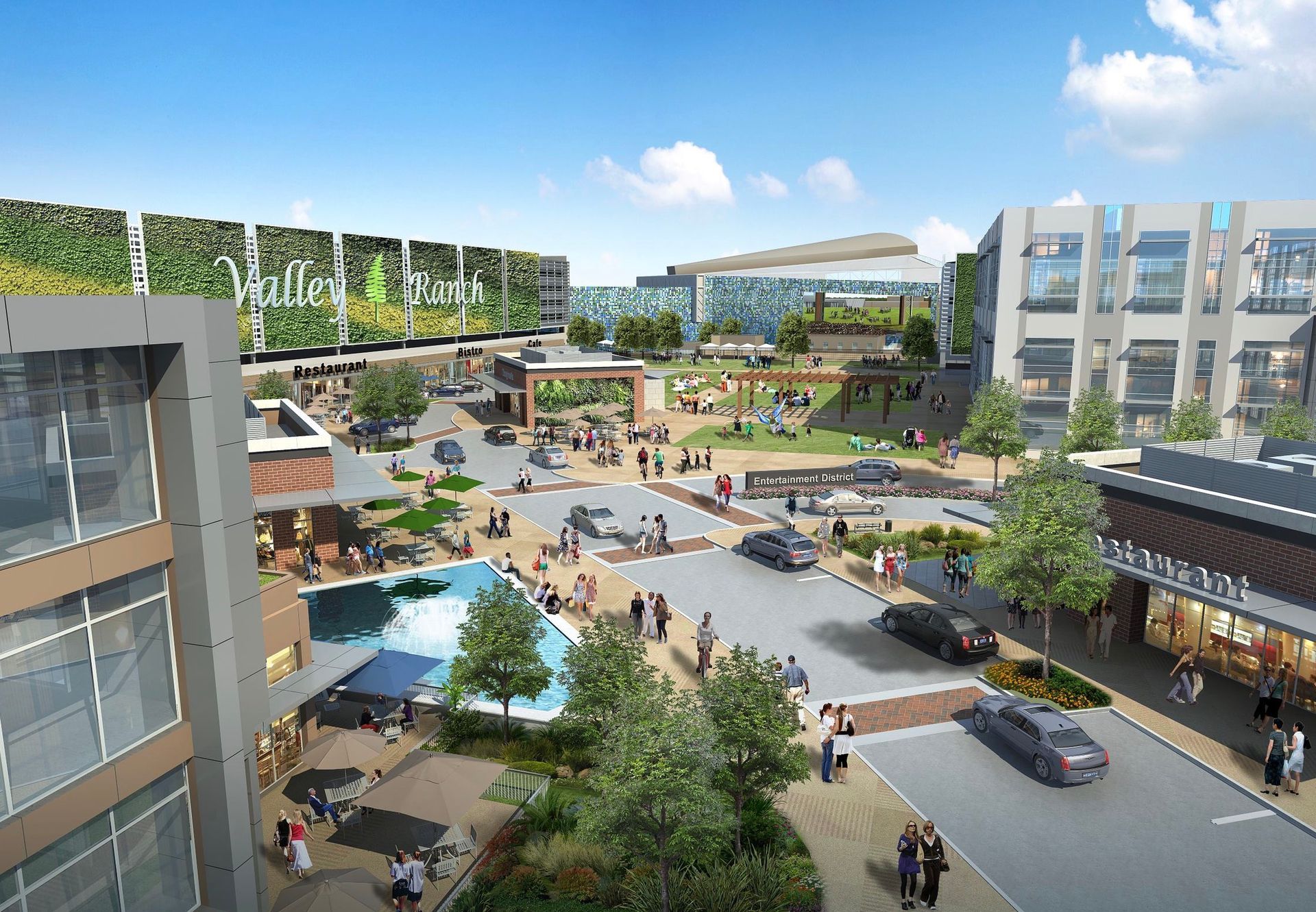 An artist 's impression of a city with a lot of people and cars.