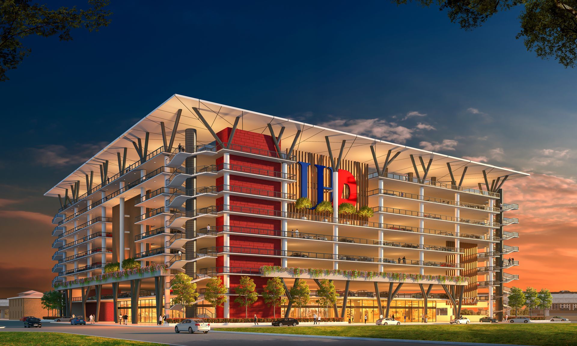 An artist 's impression of a large building with a lot of windows