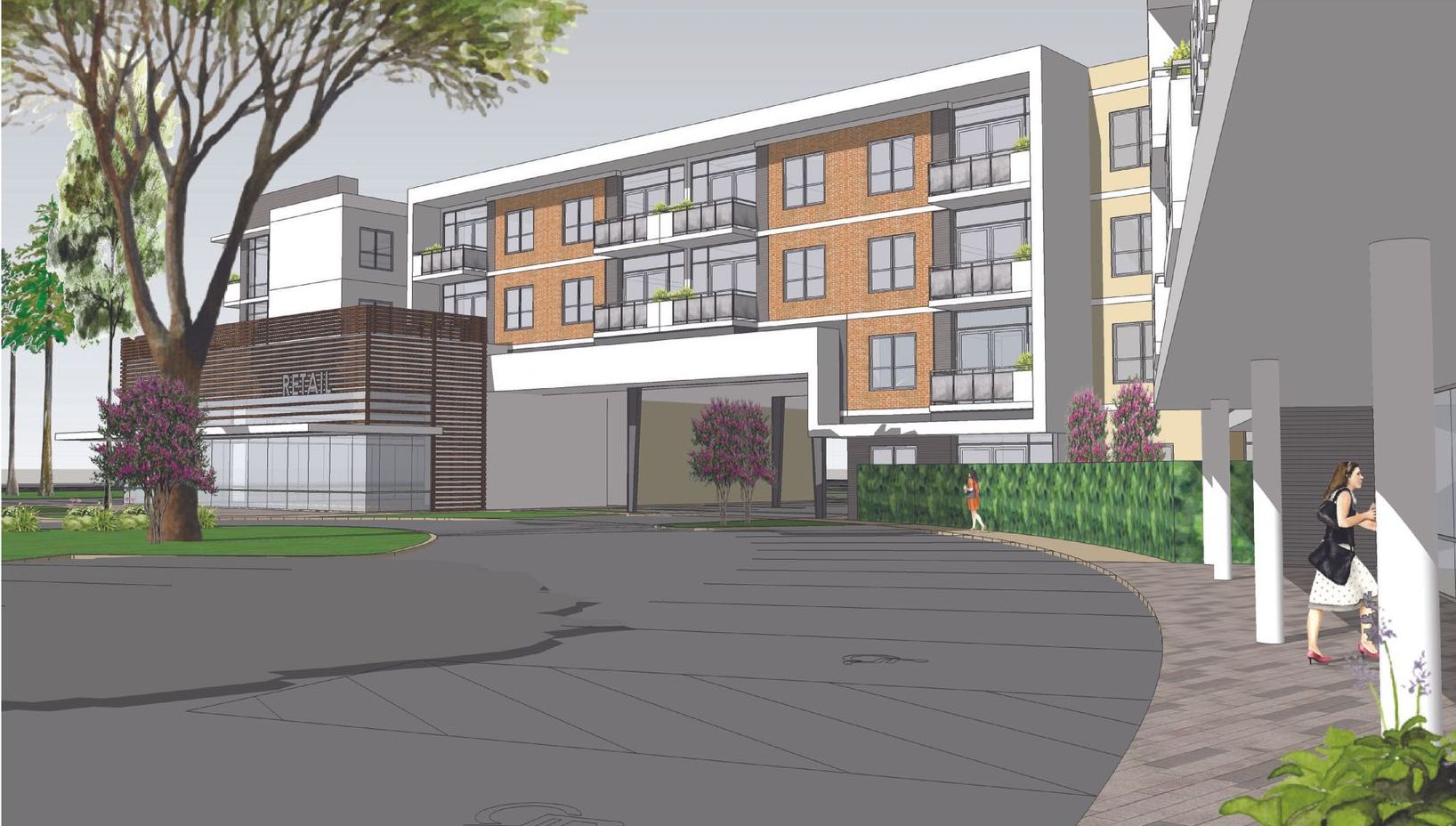 An artist 's impression of a building with a lot of windows