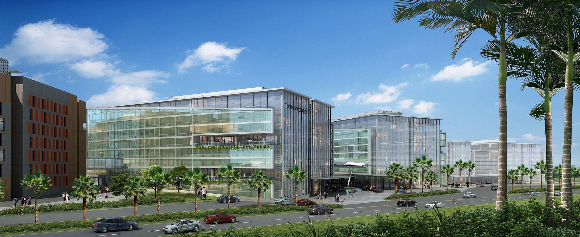 An artist 's impression of a large building with a lot of windows