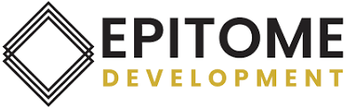 The epitome development logo is black and gold with a diamond in the middle.