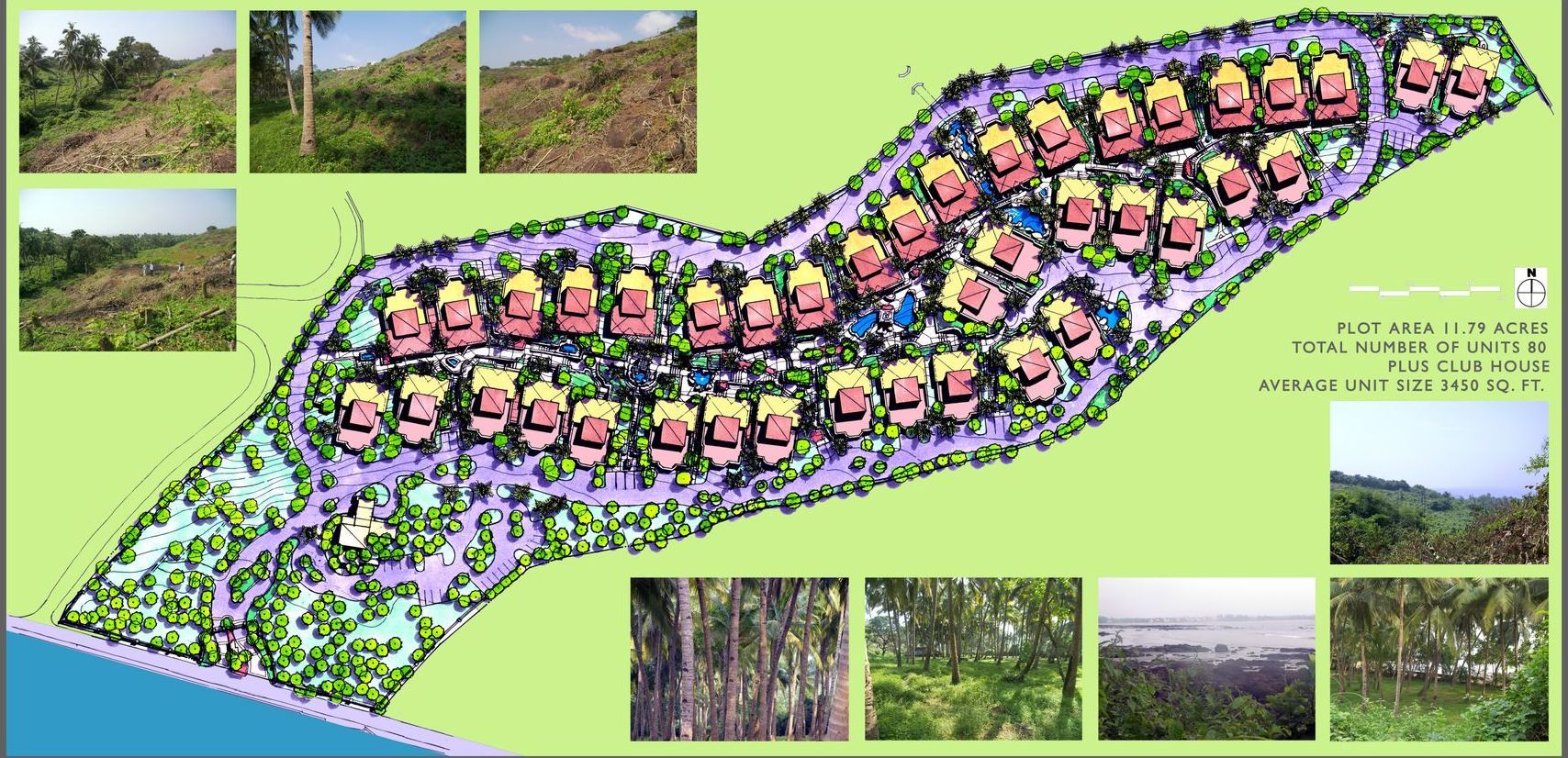 A map of a residential area with lots of houses and trees