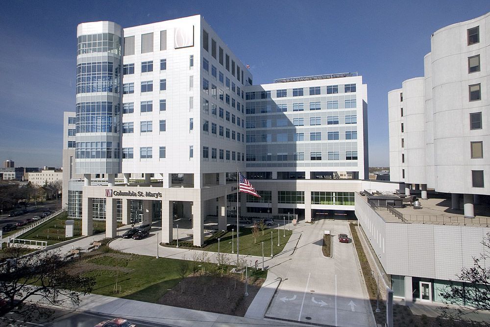 A large white building with the word columbia on it