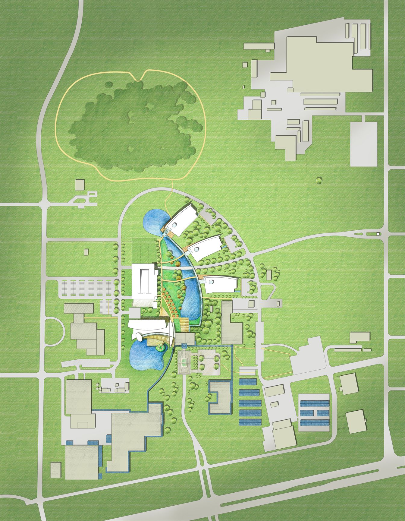 A map of a city with lots of buildings and roads