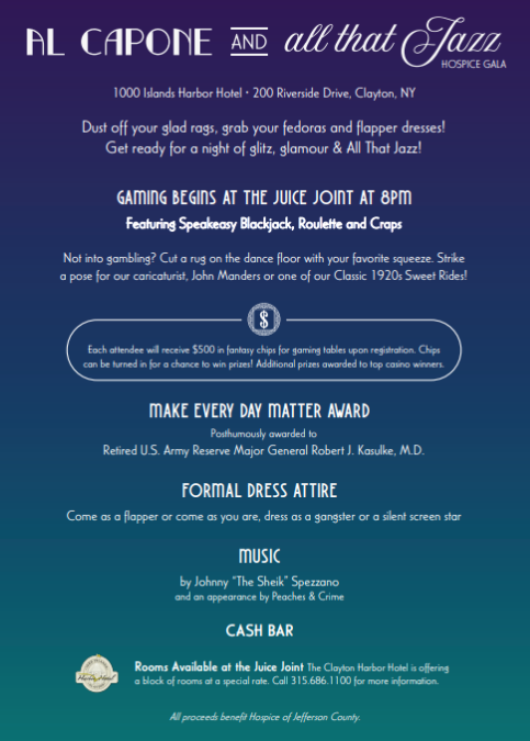 An advertisement for al capone and all that jazz