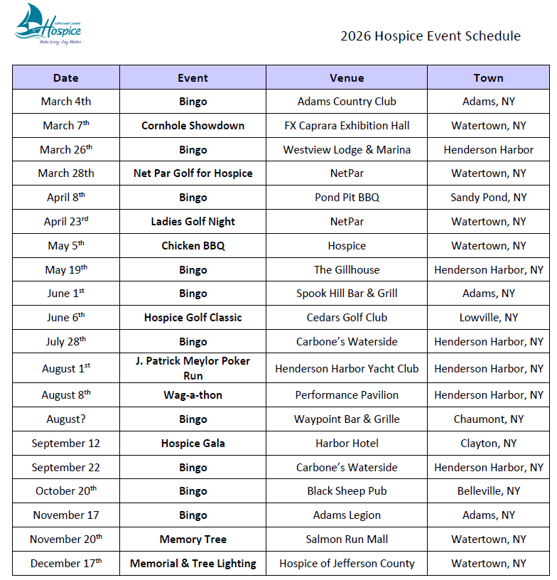 Bingo | Jefferson Hospice Bingo | Jefferson Hospice