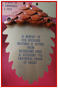 In memory of our deceased brothers and sisters from watertown aerie and auxiliary 792 fraternal order of eagles