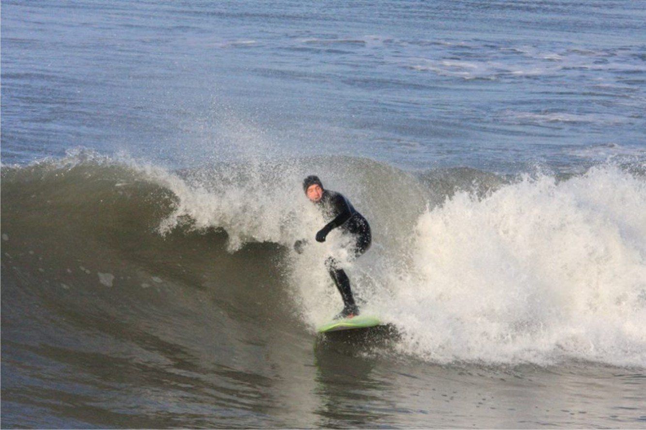 Surfing at Westward Ho! on Torq hire boards