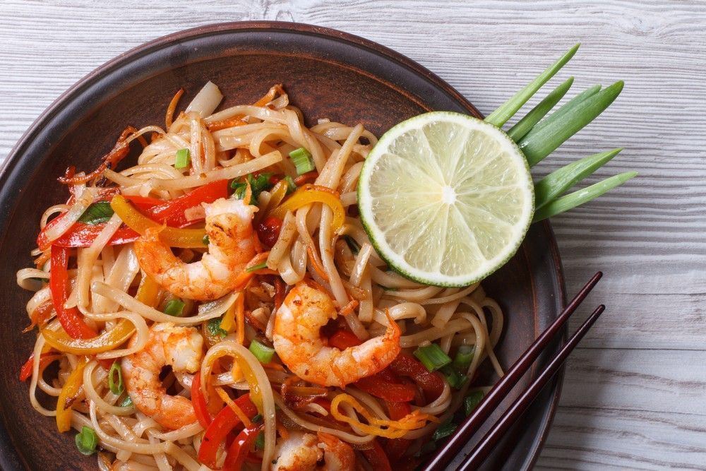 Shrimp Pad Thai with Noodles — Romanas Italian Restaurant in Nobby Beach, QLD