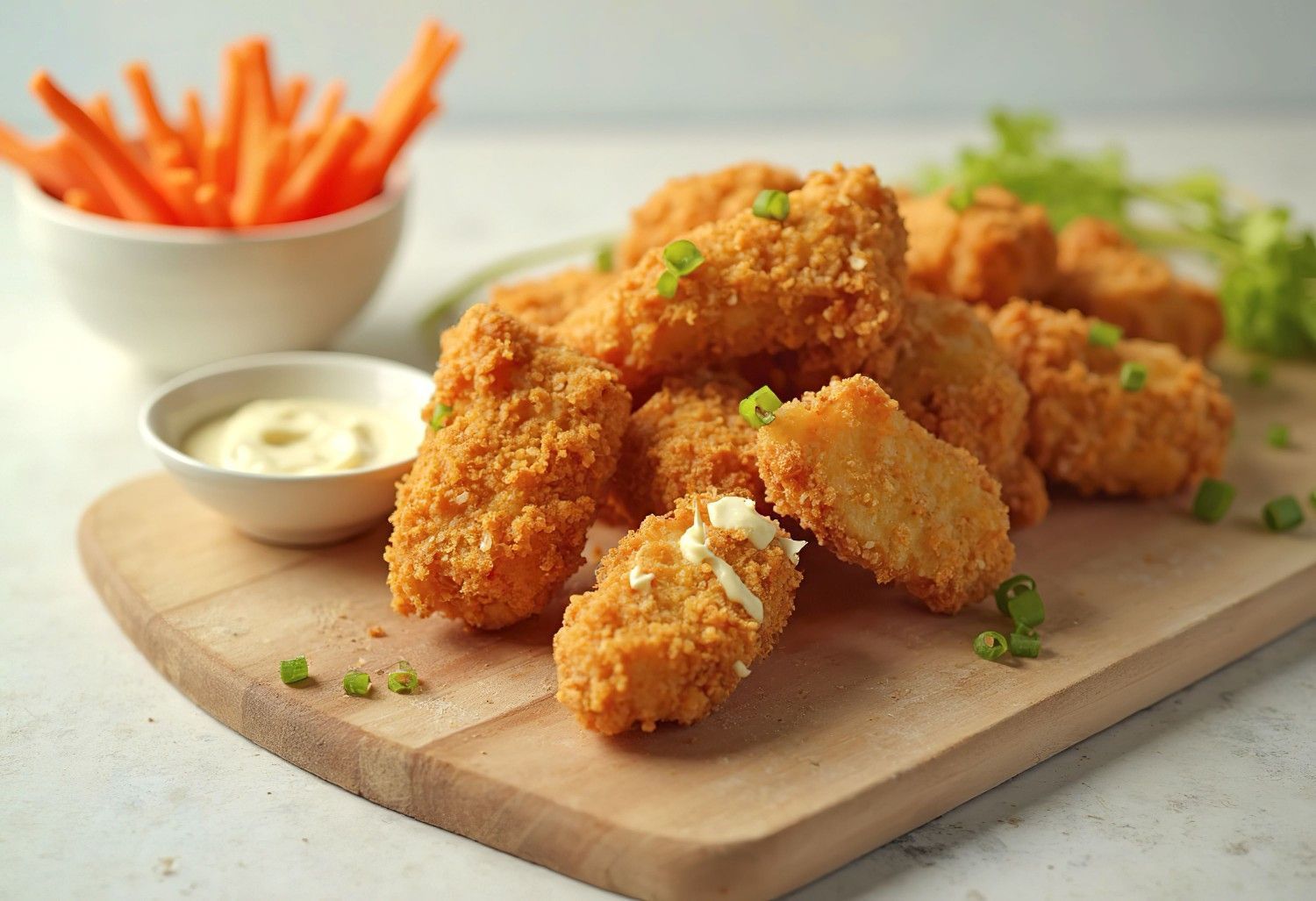 Breaded Chicken Nuggets on A Wooden Board — Romanas Italian Restaurant in Nobby Beach, QLD