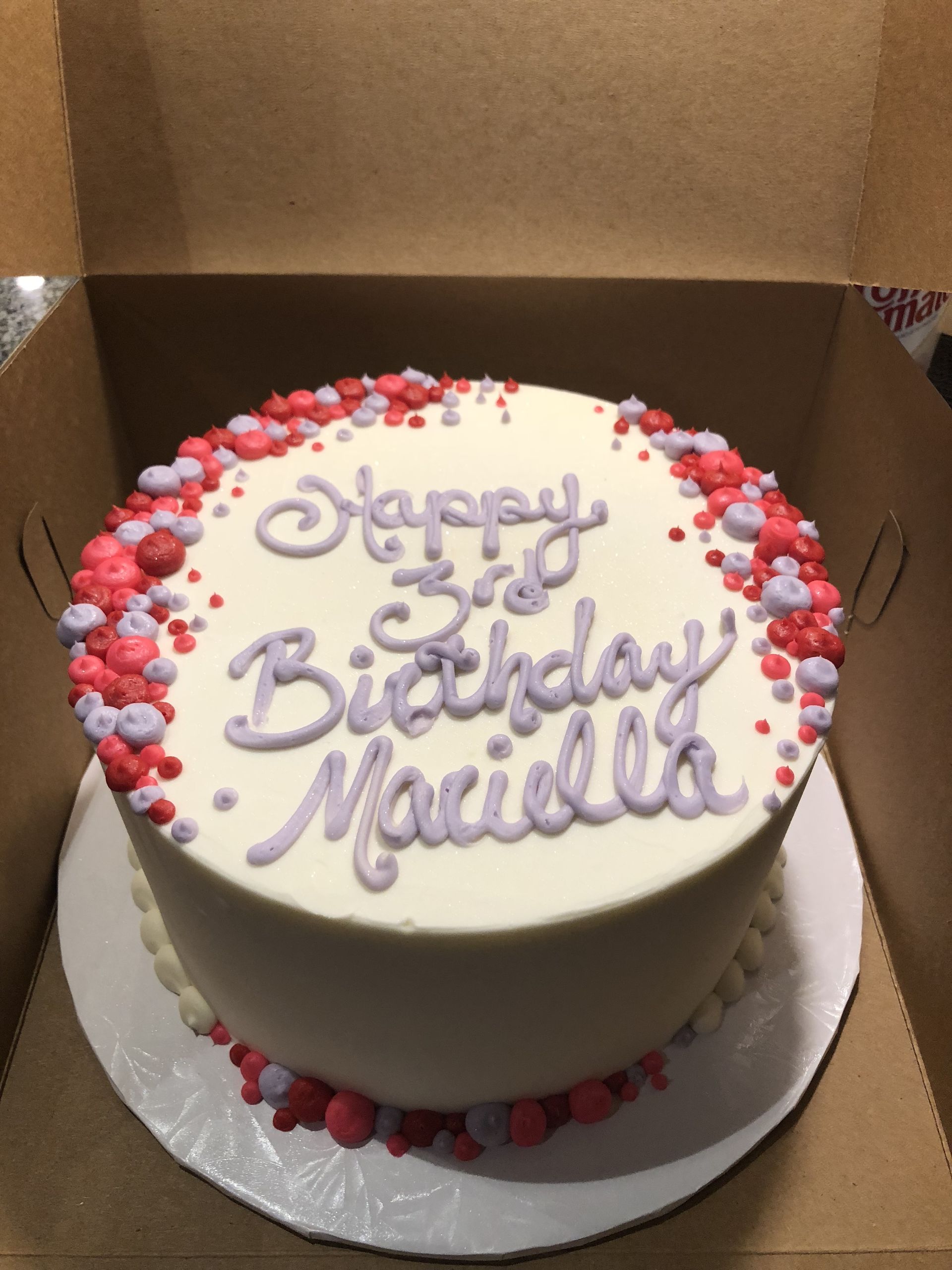 a birthday cake that says happy 2nd birthday mariella