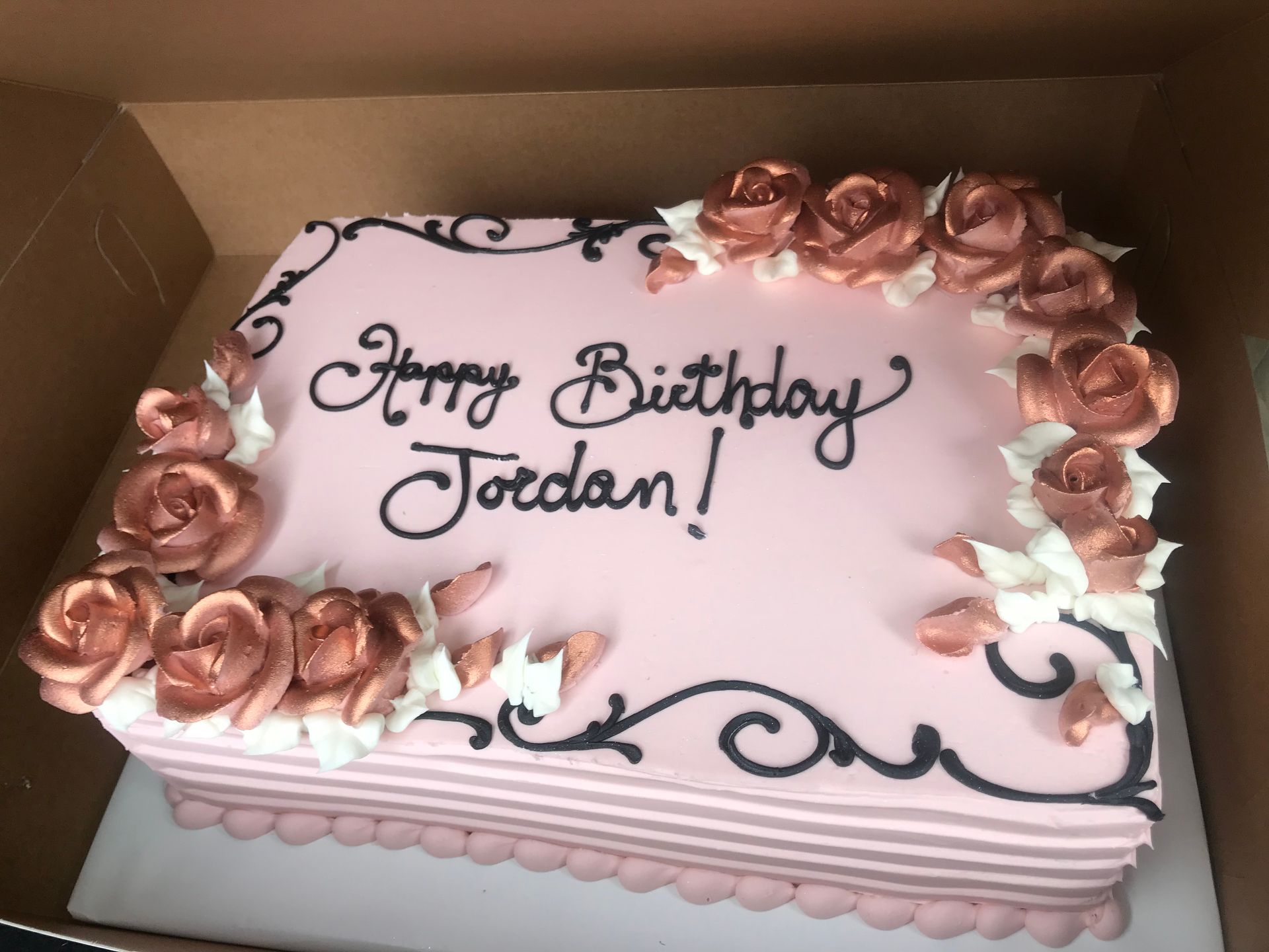 a birthday cake for jordan is in a box