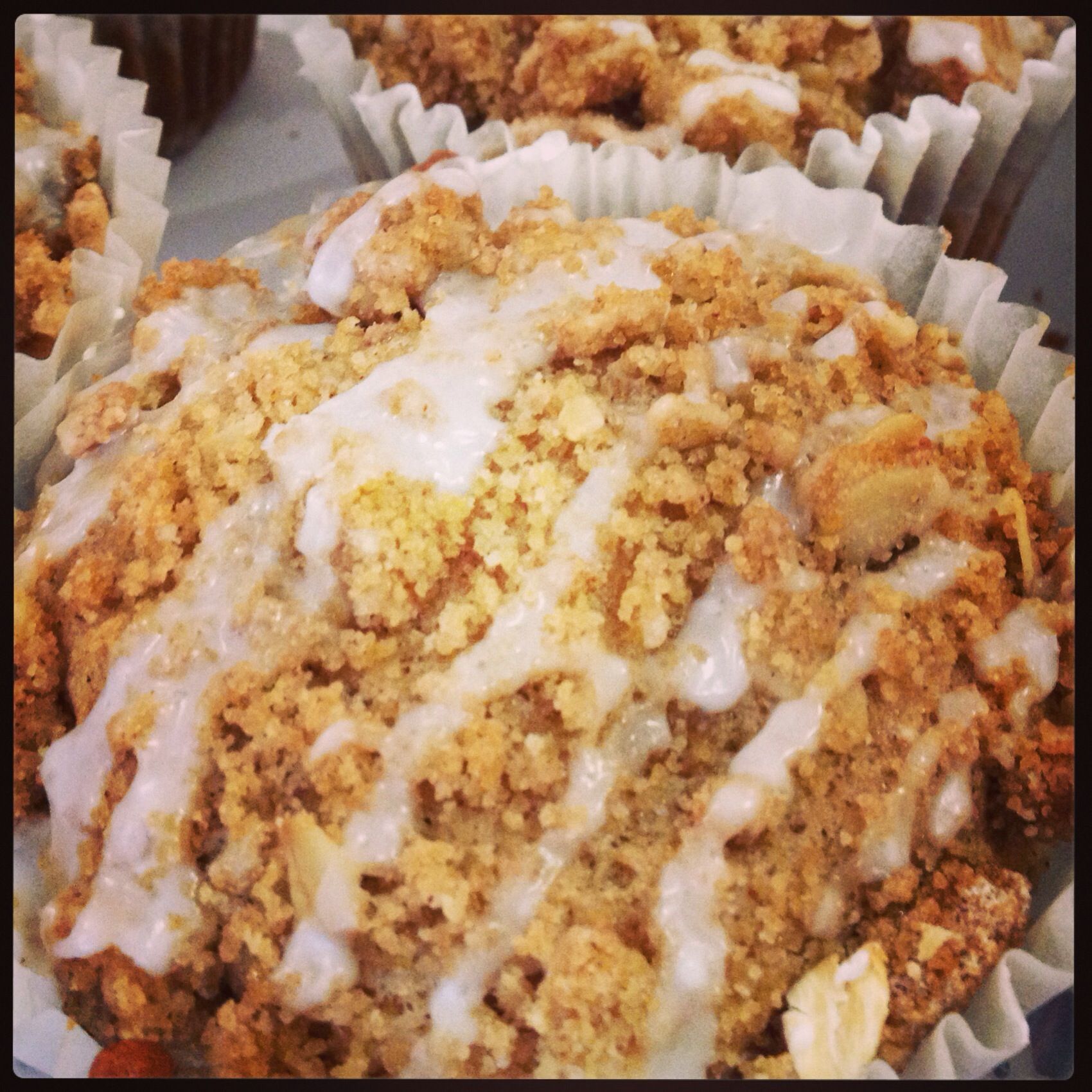 a close up of a muffin with icing on it