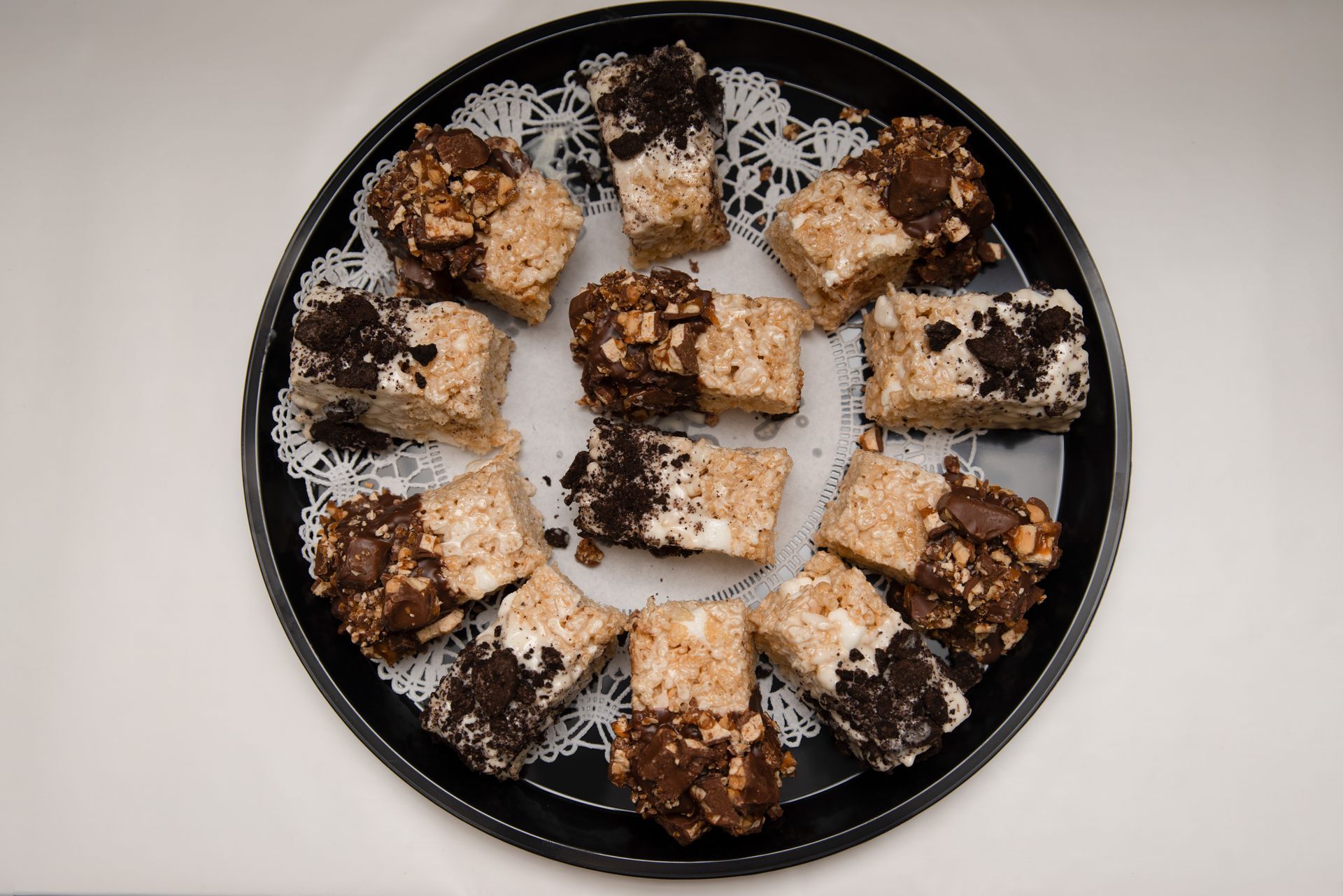 a tray of rice krispie treats on a table