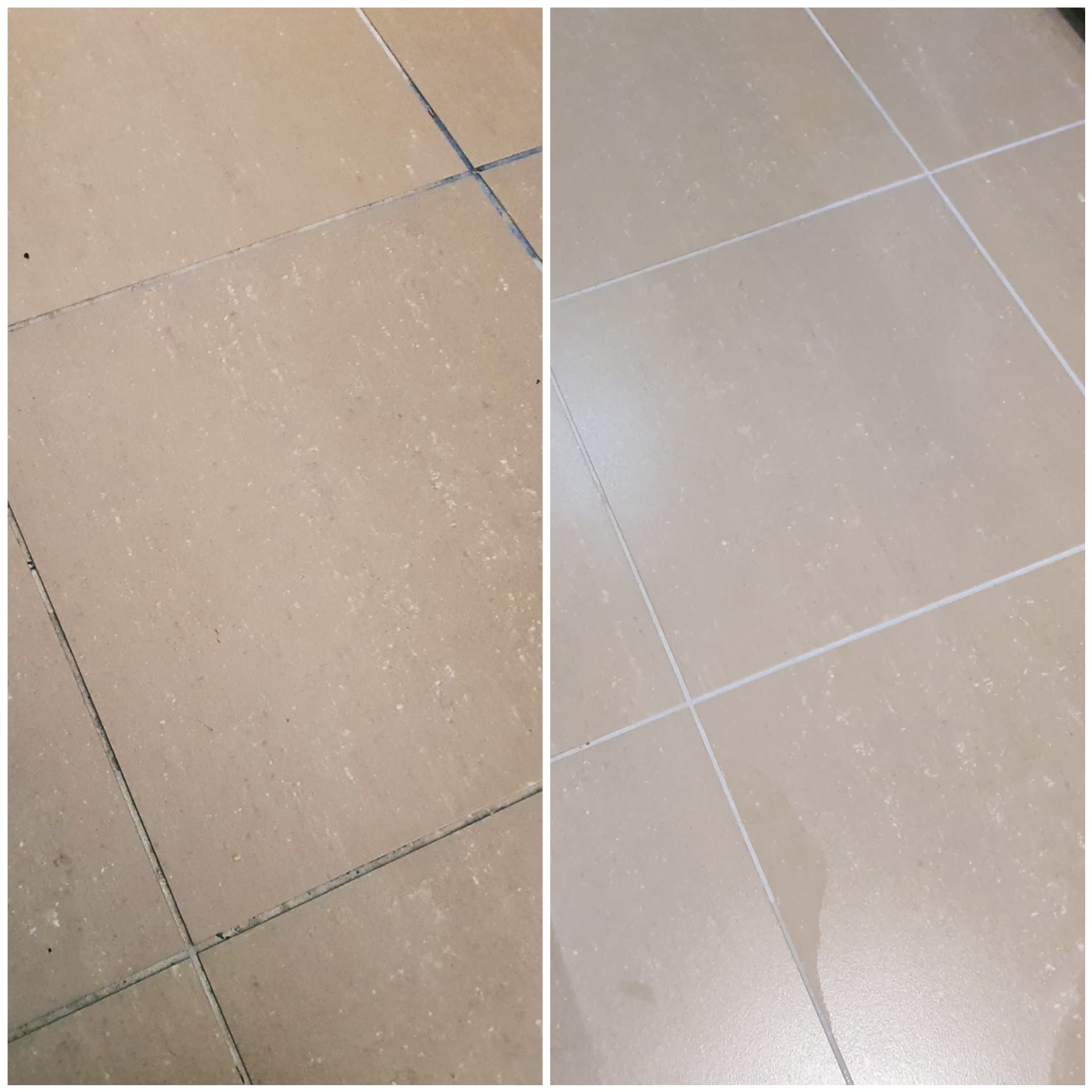Tile Grout Before And After Cleaning — Carpet Cleaning in Maitland, NSW