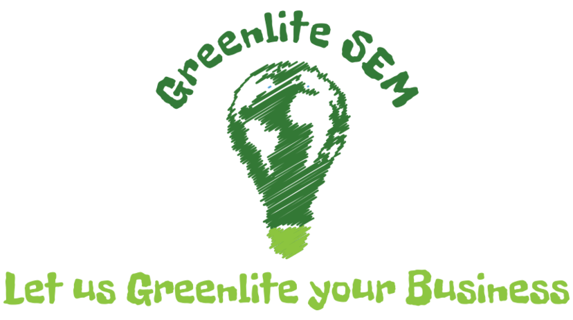 A green light bulb with the words let us greenlite your business