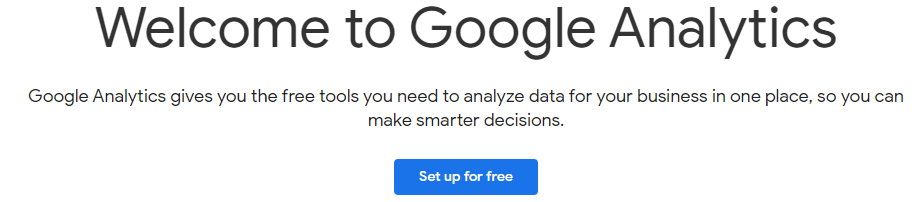google analytics set up button screenshot