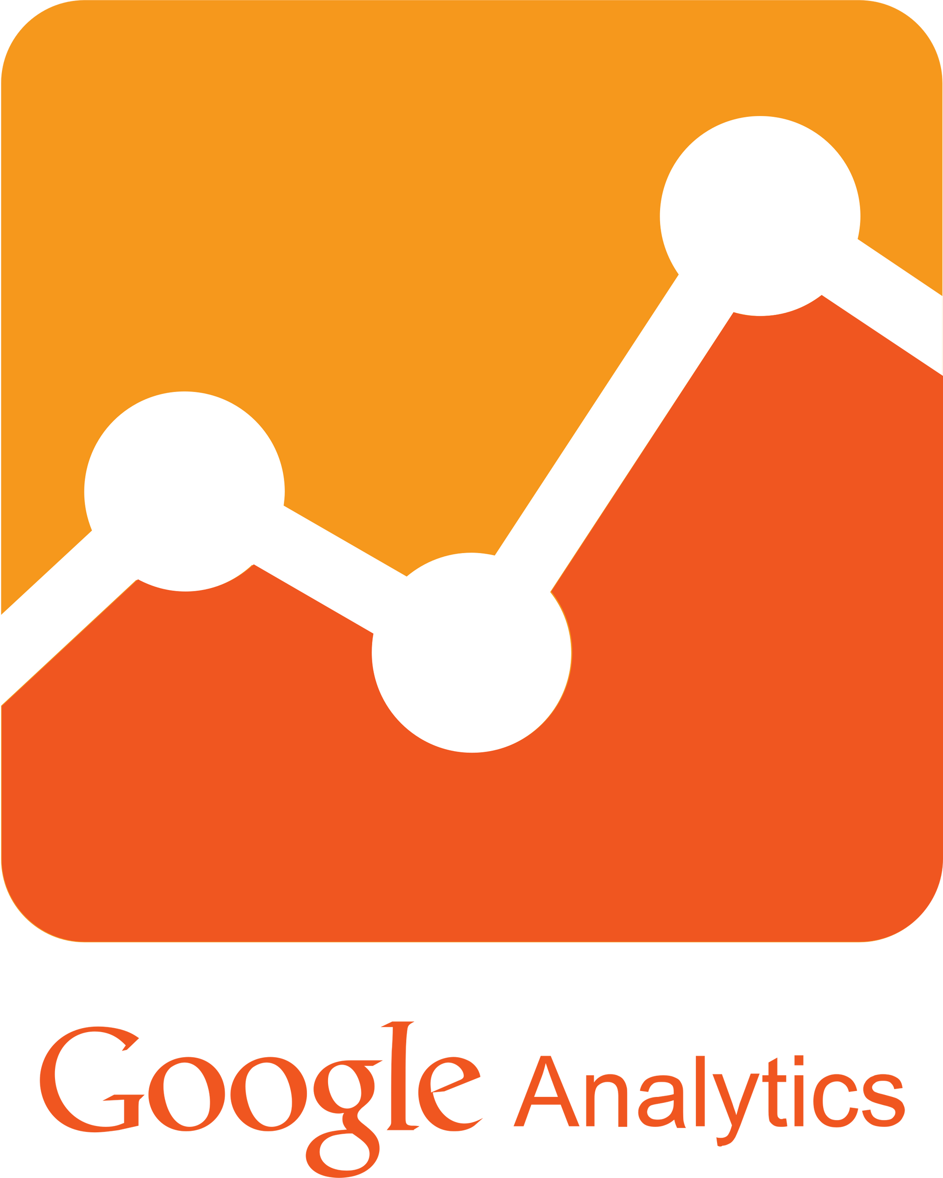 A google analytics logo with an orange background