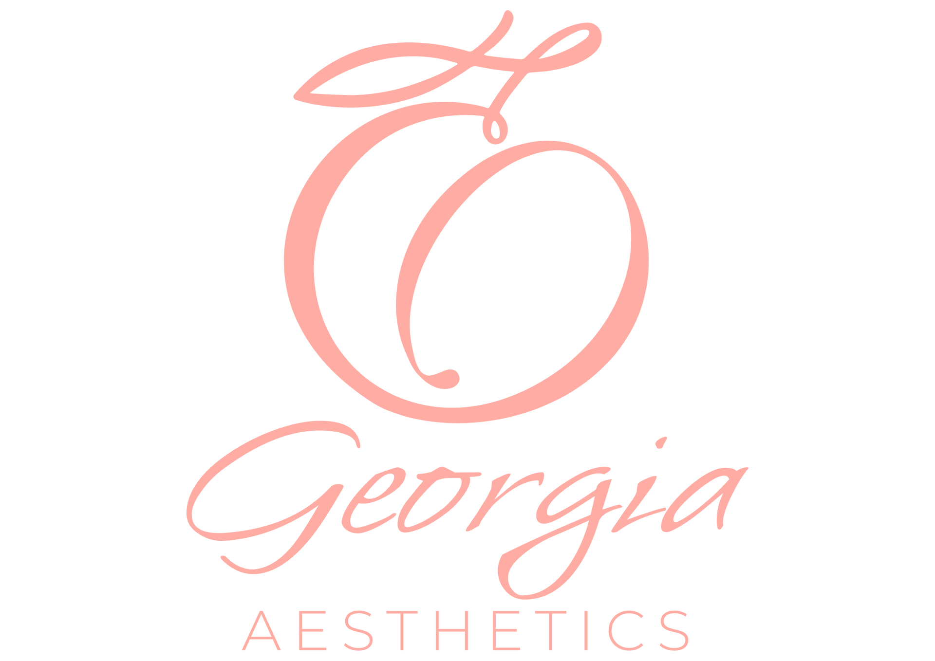 The logo for georgia aesthetics is pink and white.