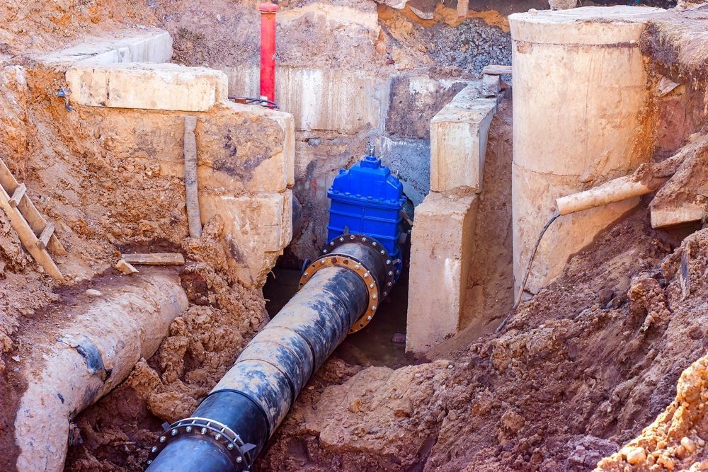 A Water Pipe Is Being Installed In A Hole In The Ground — Blackpoly Pipelines in Parkes, NSW