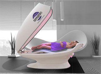 Woman Lying in a Cocoon Pro Pod — Solon, OH — Core Elite Wellness Fit Cryo LLC