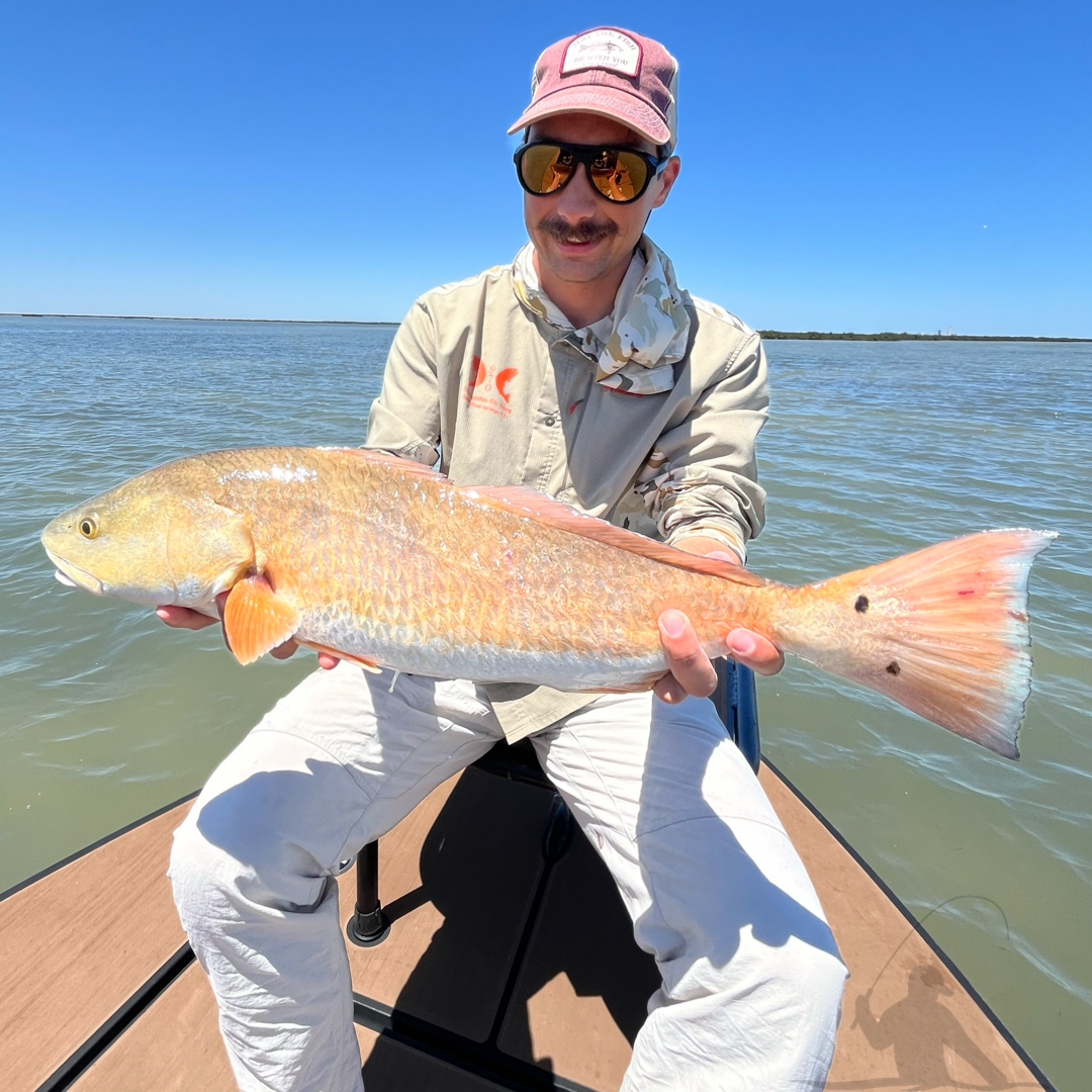 A man is sitting on a boat holding a large fish