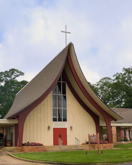 Pen and Ink drawing of the exterior of the Episcopal Church of the Redeemer in Ruston, Louisiana