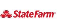 State Farm logo, red text and symbol on a white background.