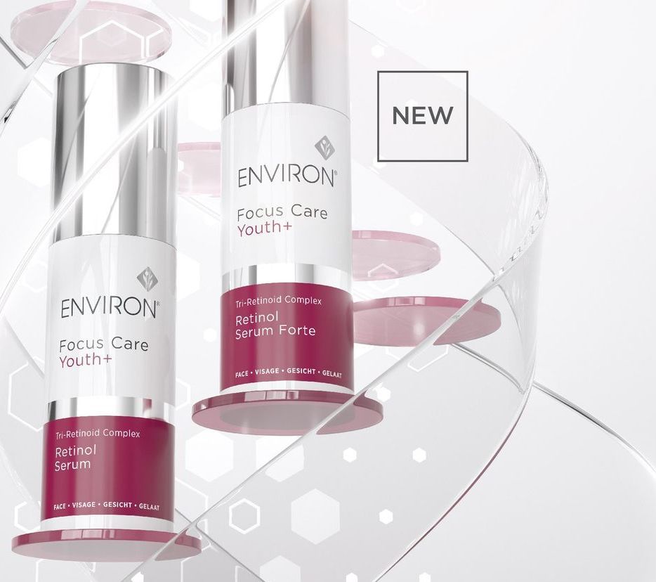Two bottles of environ focus care youth serum are sitting on a shelf. — Skin Care Centre of Cairns In Cairns City, QLD