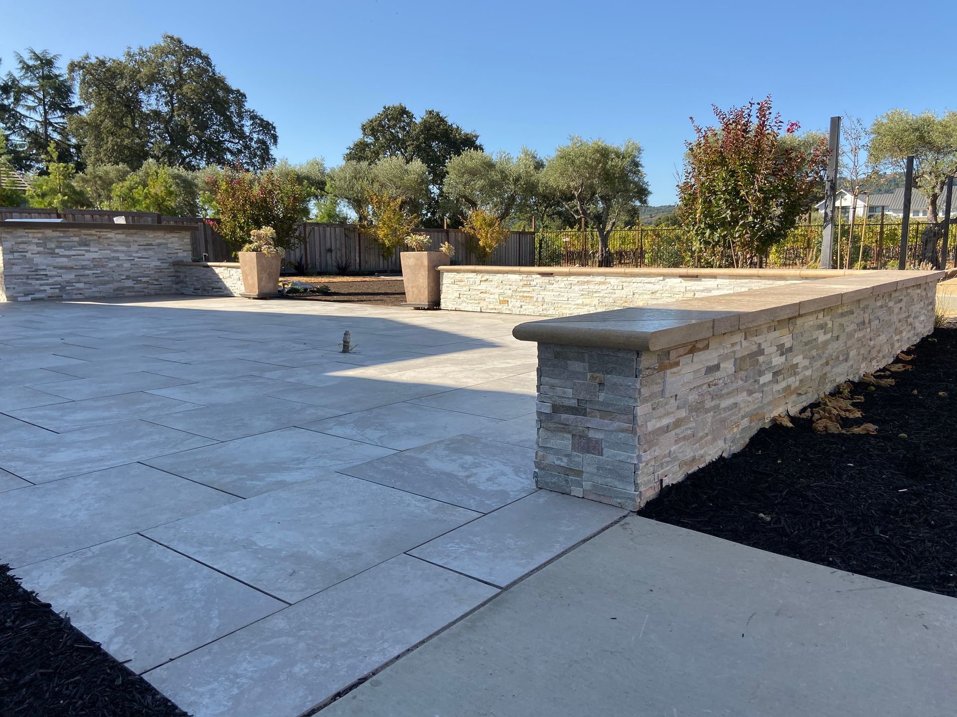 Polished Concrete Block retaining walls by Turfworks Inc. expert in Retaining walls & Landscape design in Vacaville, CA