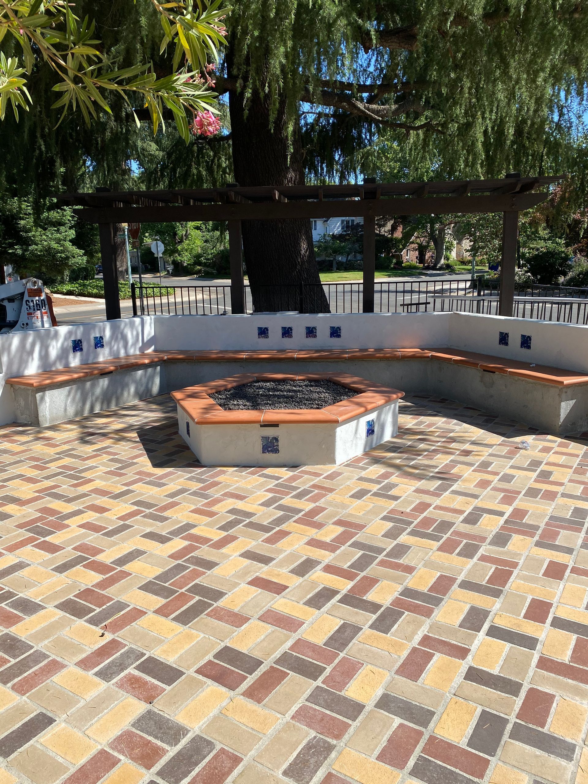 There is a fire pit in the middle of the patio | Paver Contractor in Davis, CA