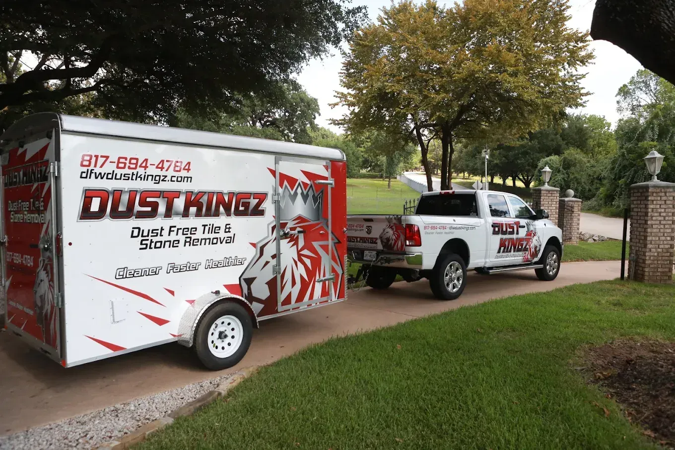 White truck and trailer with