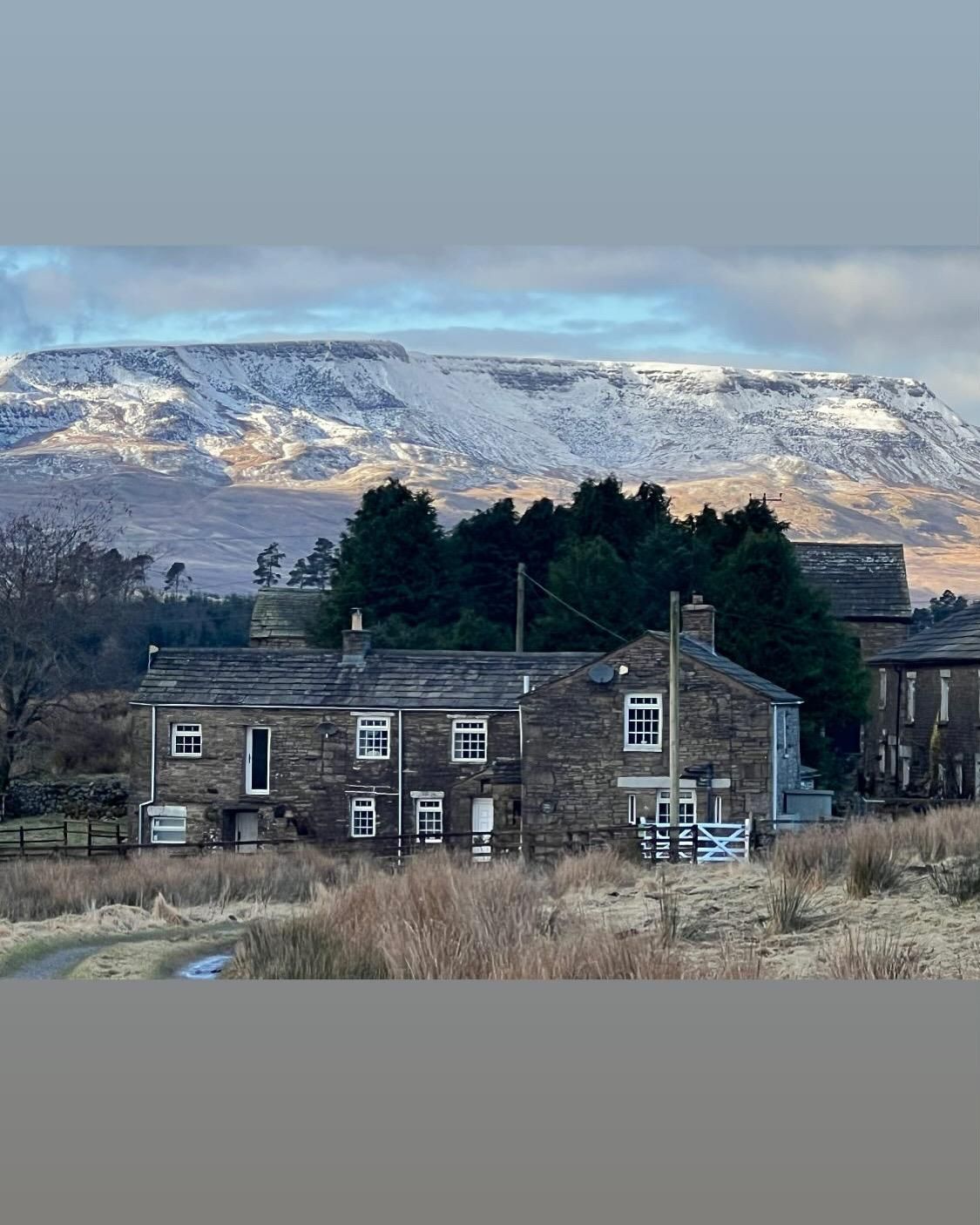 Wild Boar Fell in snow from Blades Cottage