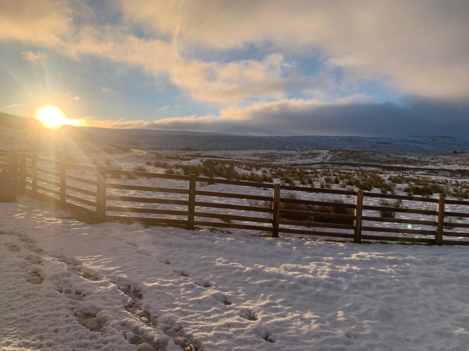 Sunrise snow at Blades Cottage