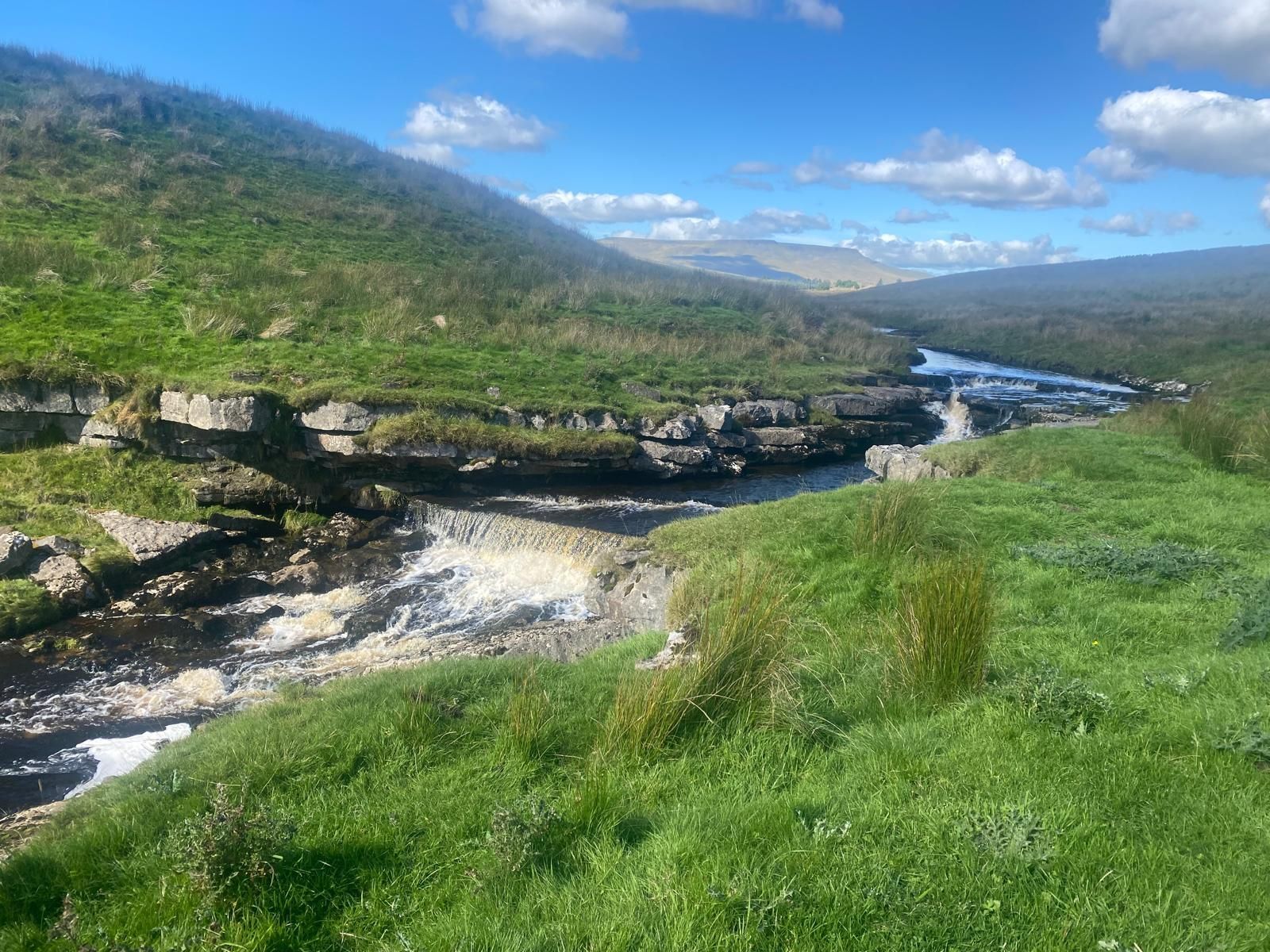 Cascade of waterfalls river Ure near Blades Cottage