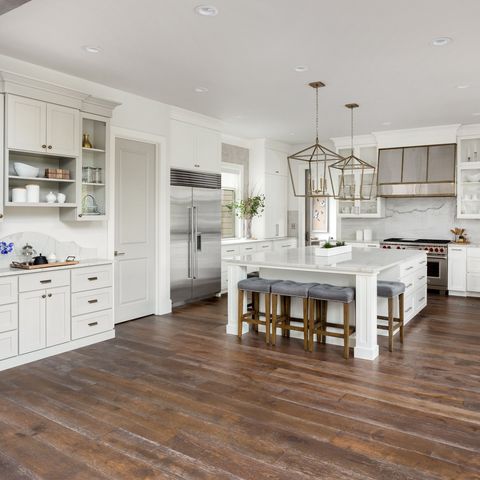 Hardwood Floors — White Kitchen with Hardwood Floors in Hamburg, NY